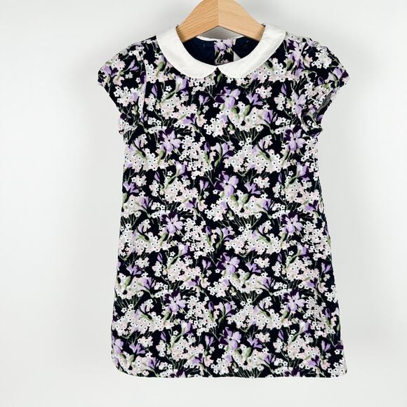 Janie and Jack Velvet Floral Special Occasion Dress Purple Girls Size 3 - Picture 1 of 7